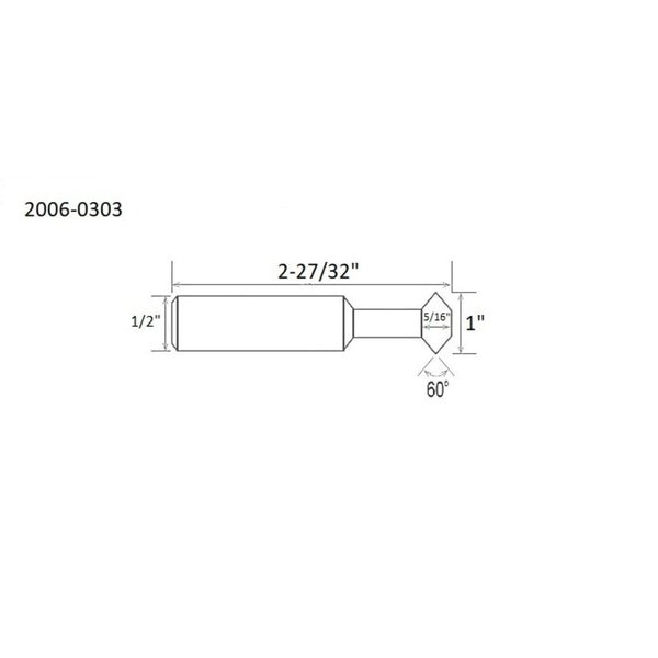 1 X 5/16 X 1/2 X 2-27/32 60 Degree M42 8% Cobalt Double Angle Cutter
