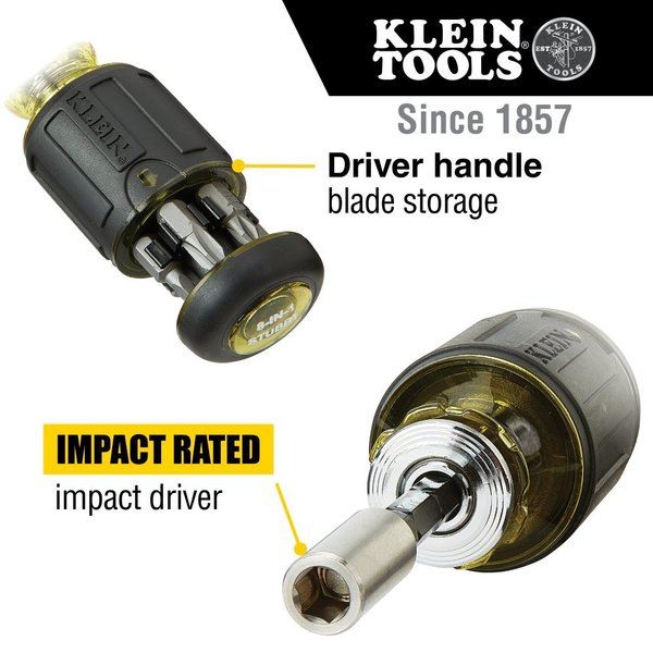 8-in-1 Multi-Bit Adjustable Length Stubby Screwdriver
