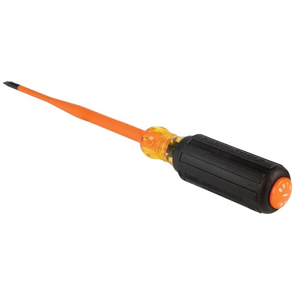 Slim-Tip Insulated Screwdriver, 3/16-Inch Cabinet, 6-Inch Round Shank