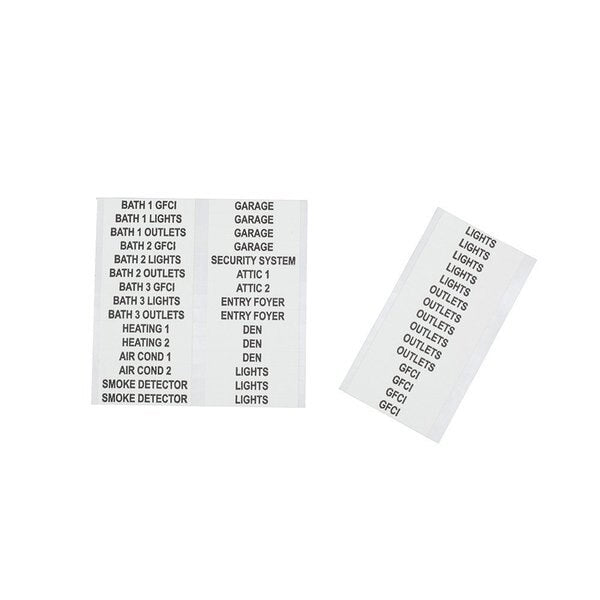 Wire Markers, Household Electric Panel w/Directory