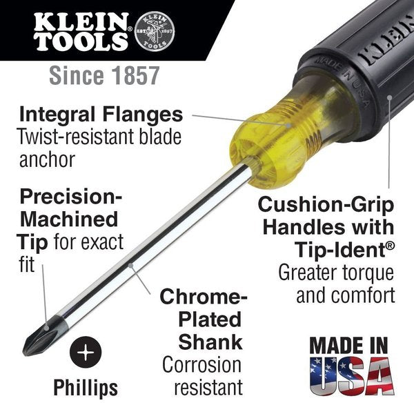 Screwdriver Set, Slotted, Phillips and Square, 5-Piece