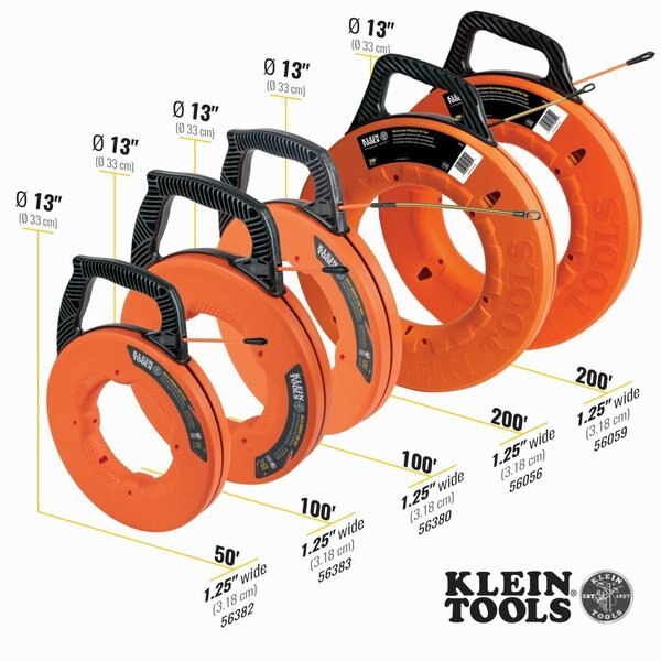 Multi-Groove Fiberglass Fish Tape with Nylon Tip, 50-Foot