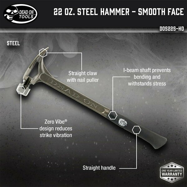 Steel Hammer, Smooth Face, 22 oz.