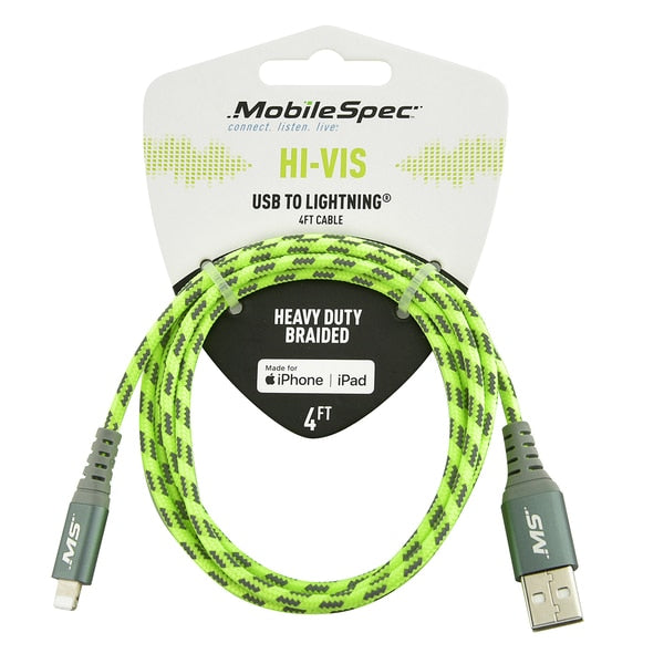 Hi Vis 4Ft Lightning To Usb-A Cable, Yellow