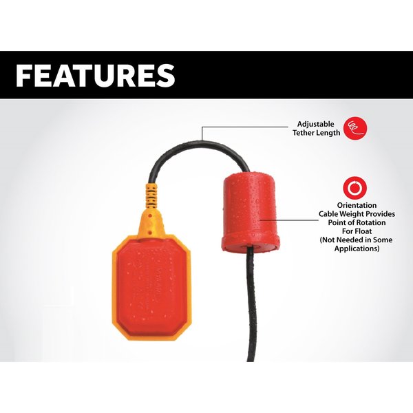 In/Outdoor Pump/High Water Alarm, 120V, 100' Float