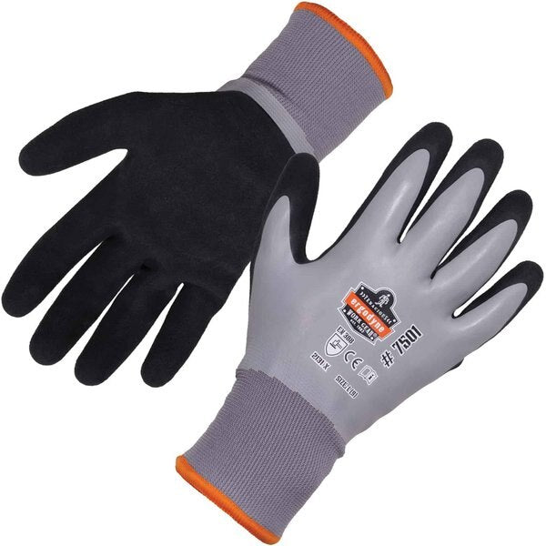 Gray Coated Waterproof Winter Work Gloves, XL, PR