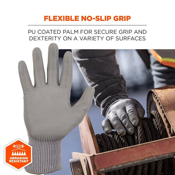 ANSI A2 PU Coated CR Gloves, Gray, Size M