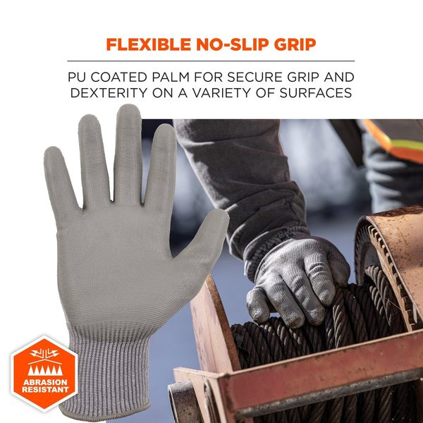 ANSI A2 PU Coated CR Gloves, Gray, Size L