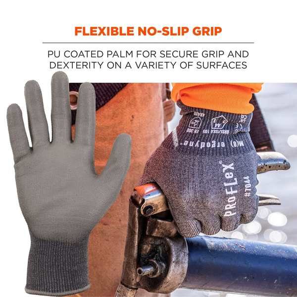 ANSI A4 PU Coated CR Gloves, Gray, Size XL
