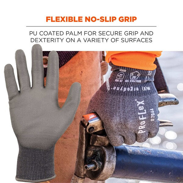 ANSI A4 PU Coated CR Gloves, Gray, Size XXL