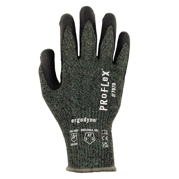 ANSI A7 Nitrile Coated CR Gloves, Green, Size S