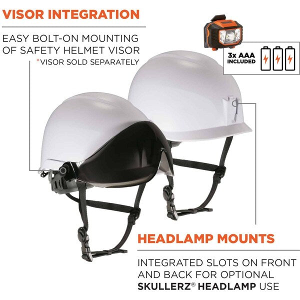 White Class E Safety Helmet + LED Light