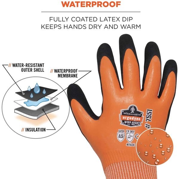 Orange A5 Coated Waterproof Gloves, XL, PR