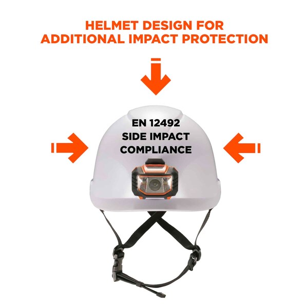 White Class E Safety Helmet + LED Light