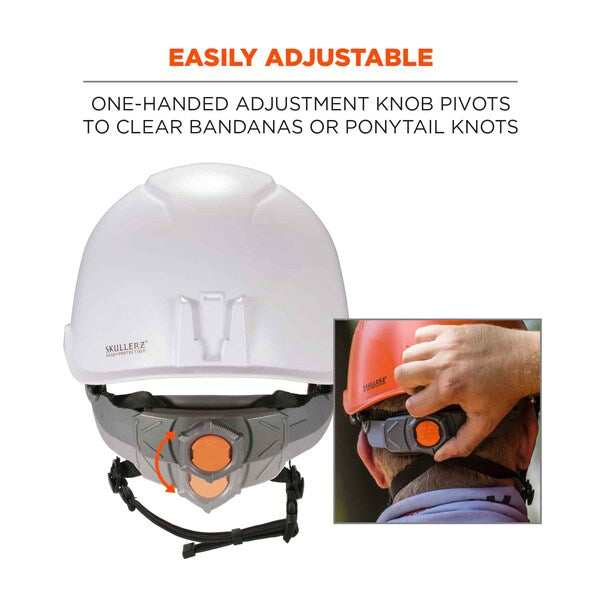 White Class E Safety Helmet + LED Light