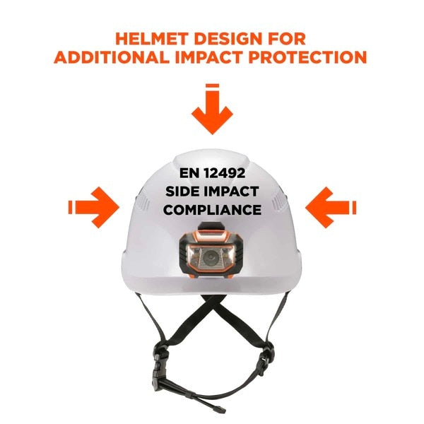 White Class C Safety Helmet + LED Light