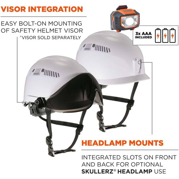 White Class C Safety Helmet + LED Light