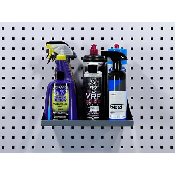 12 In. W x 10 In. D Silver Epoxy Coated LocBoard Steel Shelf with 6 Holes for Garment Hangers