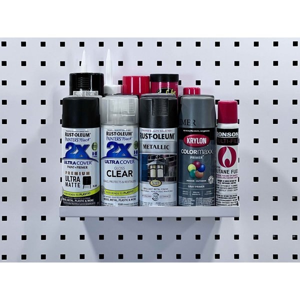 12 In. W x 10 In. D White Epoxy Coated LocBoard Steel Shelf with 6 Holes for Garment Hangers