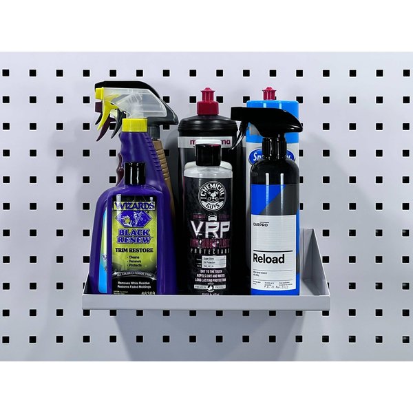 12 In. W x 10 In. D White Epoxy Coated LocBoard Steel Shelf with 6 Holes for Garment Hangers