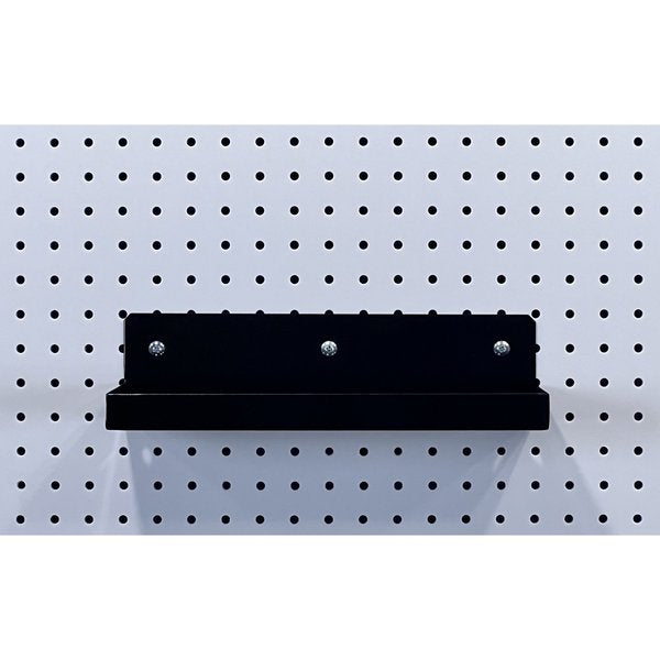 12 In. W x 6 In. D Black Epoxy Coated Steel Shelf for 1/8 In. and 1/4 In. Pegboard