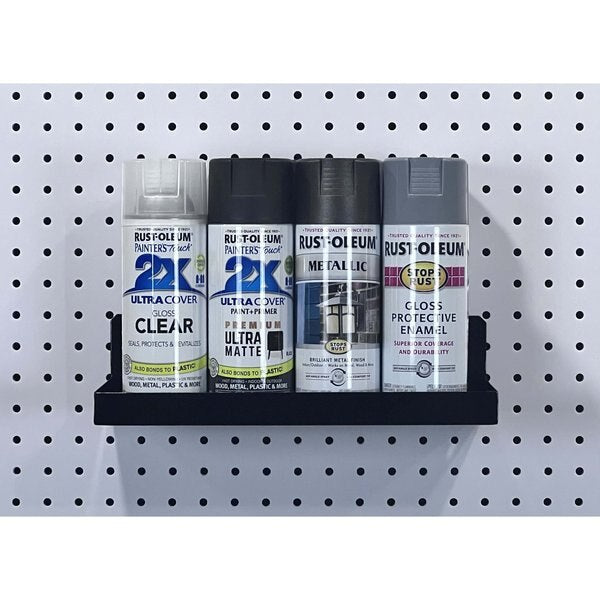 12 In. W x 6 In. D Black Epoxy Coated Steel Pegboard Shelf 36 pc. DuraHook Pegboard Hook Assortment