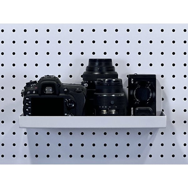 12 In. W x 6 In. D White Epoxy Coated Steel Shelf for 1/8 In. and 1/4 In. Pegboard