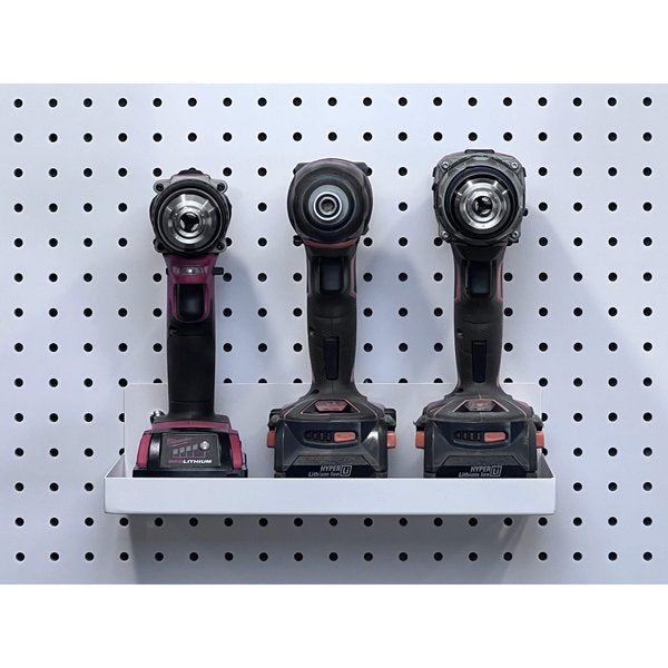 12 In. W x 6 In. D White Epoxy Coated Steel Shelf for 1/8 In. and 1/4 In. Pegboard