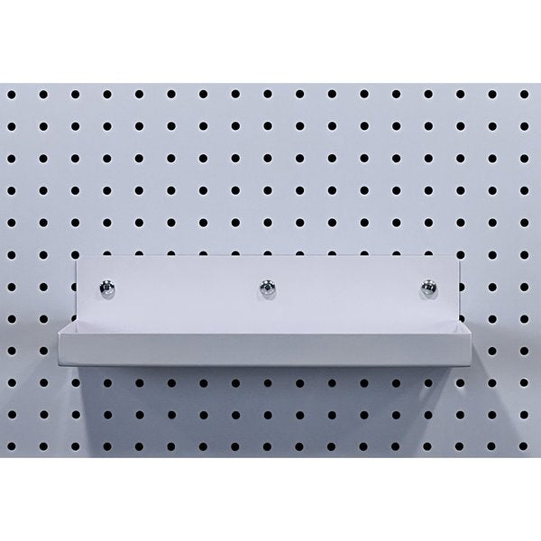 12 In. W x 6 In. D White Epoxy Coated Steel Shelf for 1/8 In. and 1/4 In. Pegboard
