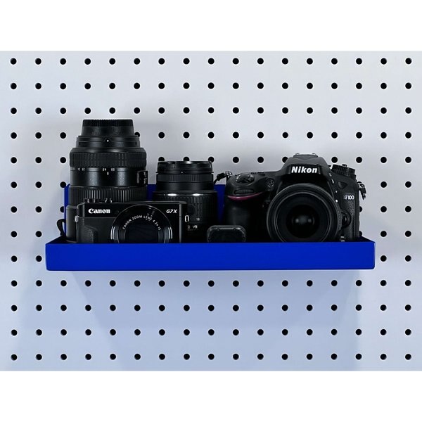 12 In. W x 6 In. D Blue Epoxy Coated Steel Shelf for 1/8 In. and 1/4 In. Pegboard 2 Pack