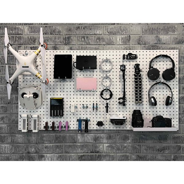 (2) 24 In. W x 48 In. H x 1/4 In. D Polypropylene Pegboards 48 pc. DuraHook Assortment 4 Hanging Bins