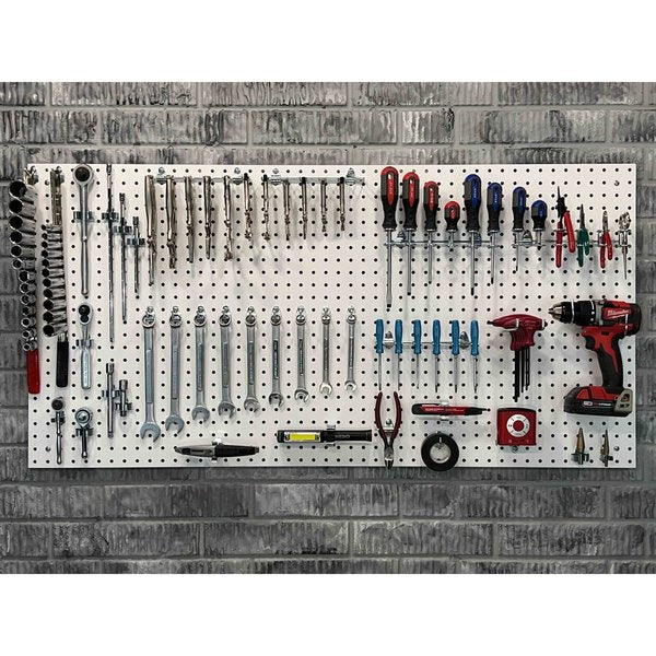 (4) 24 In. W x 48 In. H x 1/4 In. D Polypropylene Pegboards 96 pc. DuraHook Assortment 8 Hanging Bins