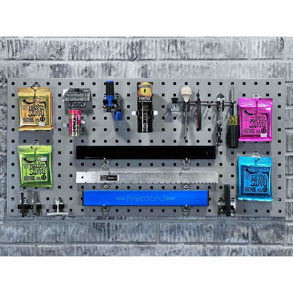 (1) 18 In. W x 36 In. H Gray Epoxy 18-Gauge Steel Square Hole Pegboard 18 pc. LocHook Assortment