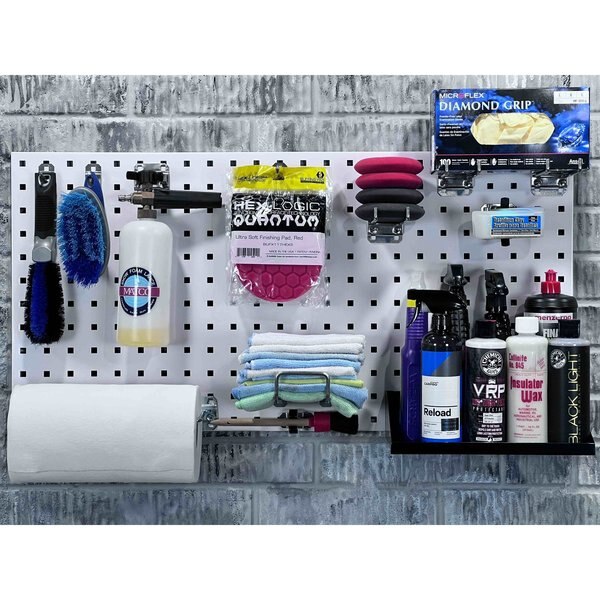 (2) 18 In. W x 36 In. H White Epoxy 18-Gauge Steel Square Hole Pegboards 28 pc. LocHook Assortment