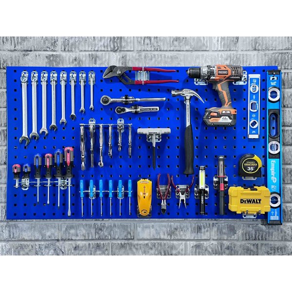 (2) 24 In. W x 42-1/2 In. H Blue Epoxy 18-Gauge Steel Square Hole Pegboards Mounting Hardware