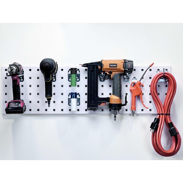 (1) 31.5 In. W x 9 In. H White Epoxy 18-Gauge Steel Square Hole Pegboard Strip