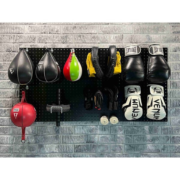 (2) Black 24 In. W x 42 In. H x 1/4 In. D High Density Fiberboard Round Hole Pegboards with Mounting Hardware