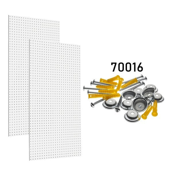 (2) White 24 In. W x 42 In. H x 1/4 In. D High Density Fiberboard Round Hole Pegboards with Mounting Hardware