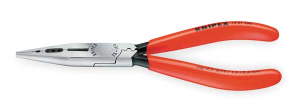 6 1/4 in Long Nose Plier, Side Cutter Dipped Handle
