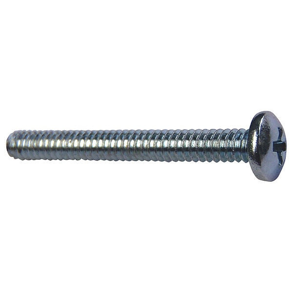 #10-24 x 1-3/4 in Combination Phillips/Slotted Round Machine Screw, Zinc Plated Steel, 100 PK