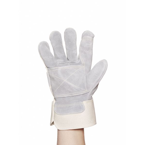 Leather Palm Gloves, XL, Gray, PR