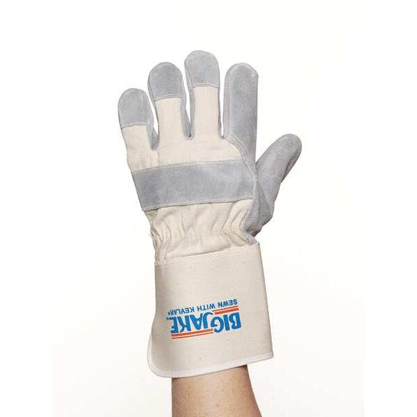 Leather Palm Gloves, XL, White, PR