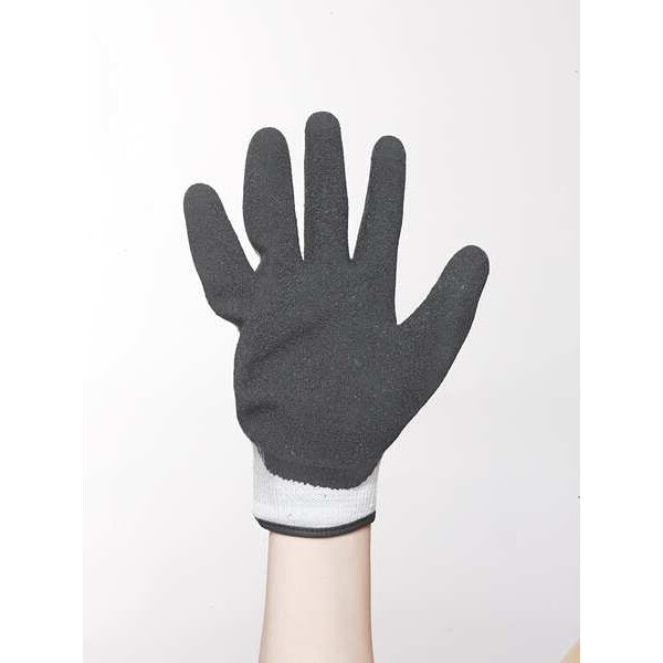Latex Coated Gloves, Palm Coverage, Black/Gray, S, PR