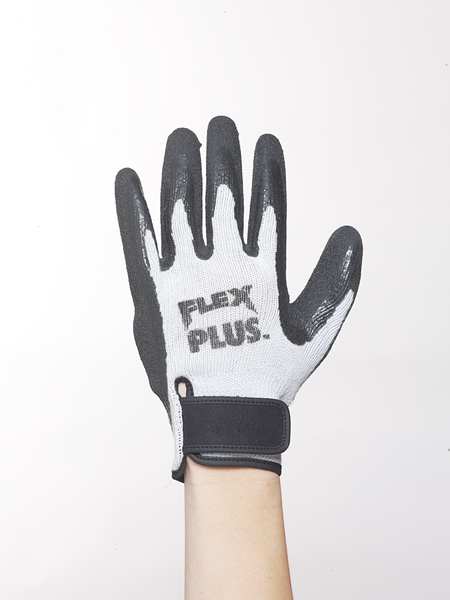 Latex Coated Gloves, Palm Coverage, Black/Gray, XL, PR