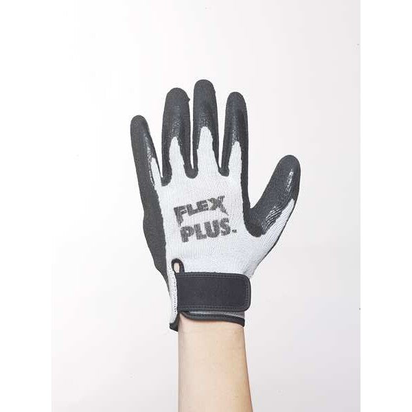 Latex Coated Gloves, Palm Coverage, Black/Gray, L, PR
