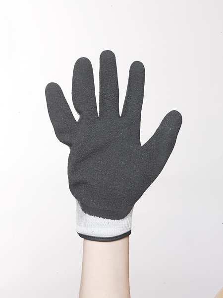 Latex Coated Gloves, Palm Coverage, Black/Gray, XL, PR