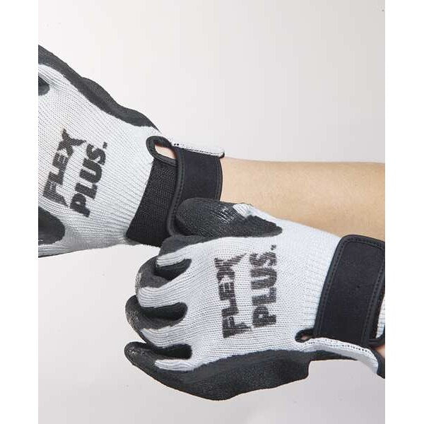 Latex Coated Gloves, Palm Coverage, Black/Gray, S, PR