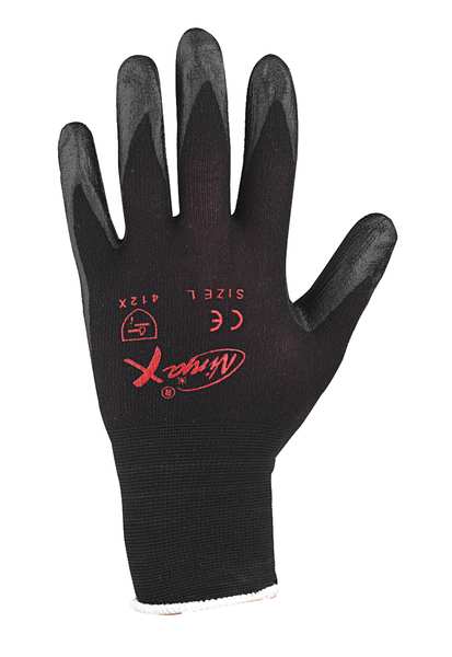 Bi-Polymer Coated Gloves, Palm Coverage, Black, XL, PR