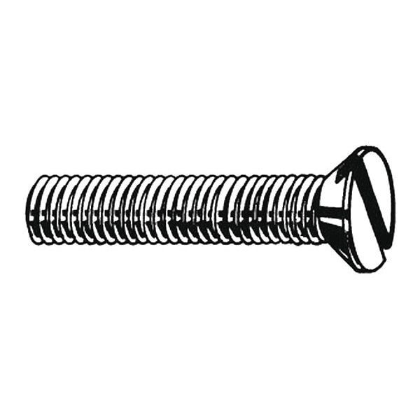 #10-24 x 5/16 in Slotted Flat Machine Screw, Plain 18-8 Stainless Steel, 100 PK