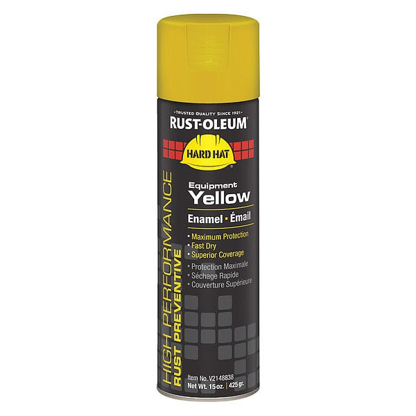 Rust Preventative Spray Paint, Equipment Yellow, Gloss, 15 oz